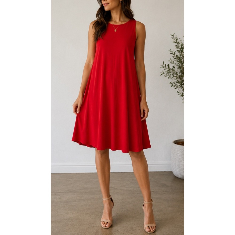 Eliza J Womens Red Sleeveless Lattice Back Swing Dress Size 6 A-Line Mini Cockta